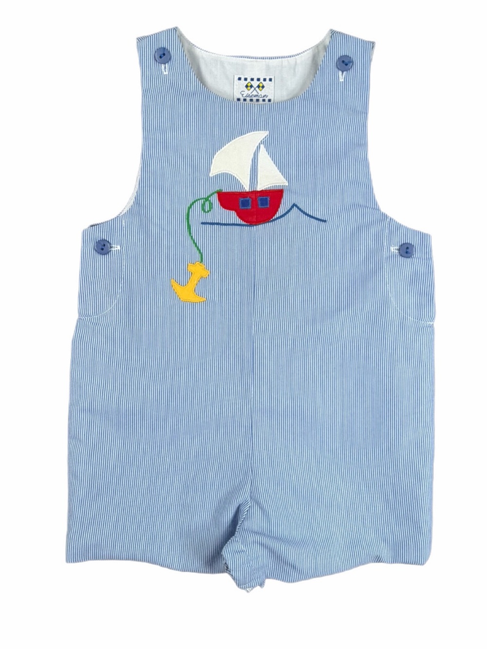 FLORENCE EISEMAN Seersucker Sailboat Shortall - 3T